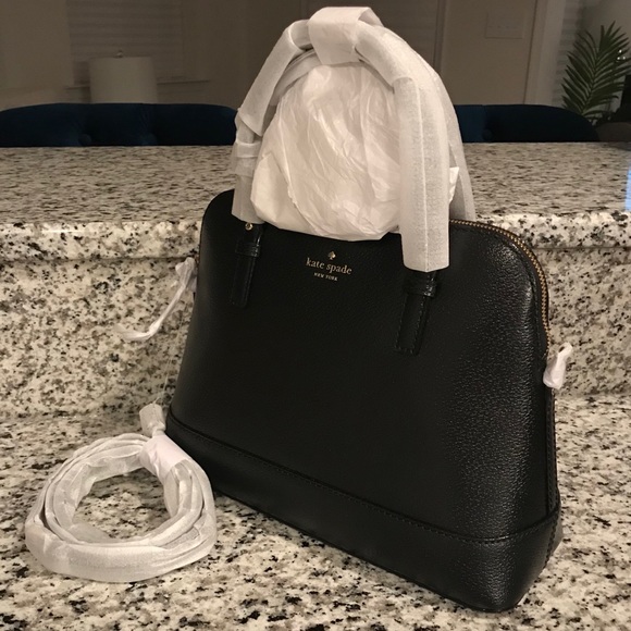 ✨SOLD✨SALE✨♠️Kate Spade NWT Black Leather Dome Bag - Picture 2 of 8